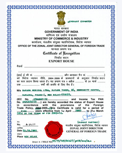 Star Export Certificate