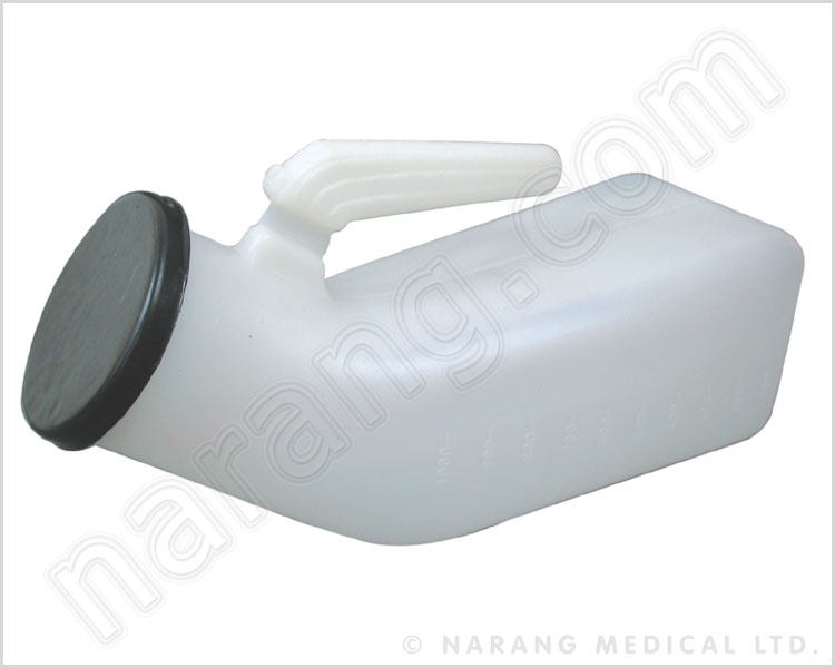Urinal - Male, Plastic (White HDPE), Graduated with Lid.