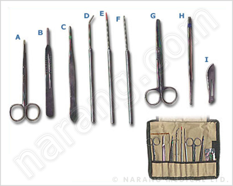 Student Dissecting Set - 9 Pcs in a Cloth Pouch